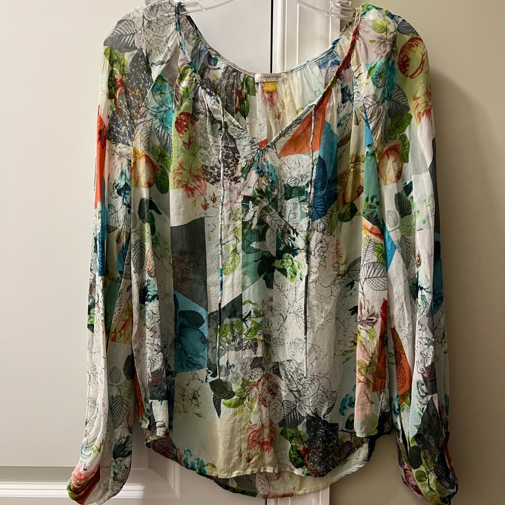 Leifsdottir for Anthropologie printed Silk Top sz 0